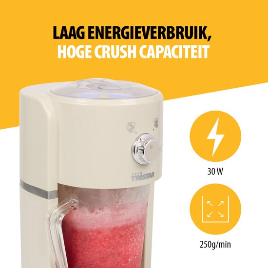 Tristar KD-7310 - Broyeur à glace Slushy maker - 30W - 1.1 Liter - Blanc crème