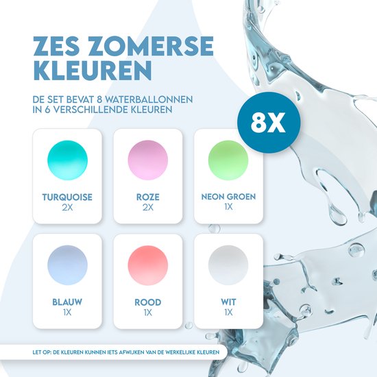 Travelly® Ballons d'eau réutilisables - Jouets d'eau - Magnétiques et auto-fermants - Silicone - Multicolore - Lot de 8 pièces
