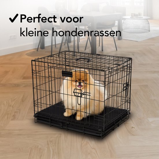 Brixy Dog Bench - Banc pour chien - Taille S - Pliable - 61 x 43 x 49 CM - 2 portes - Noir