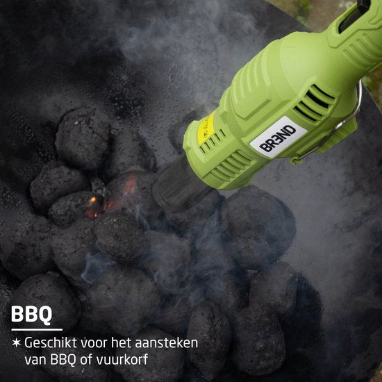BREND BR-2229 Brûleur électrique de mauvaises herbes avec roues - Désherbeur avec chaleur jusqu'à 650 °C - Avec accessoire pour barbecue - Respectueux de l'environnement - Vert