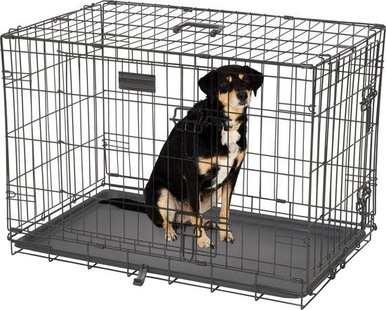 Brixy Dog Bench - Banc pour chiens - Taille M - pliable - 76 x 47 x 54 CM - 2 portes - noir