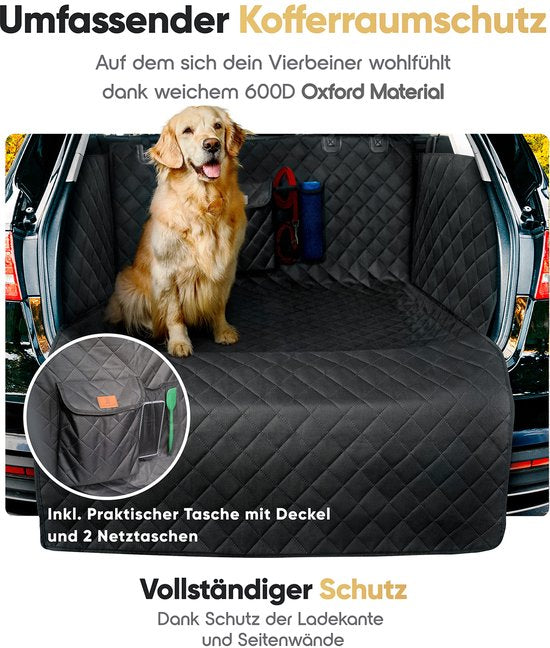 Tapis de protection de coffre de voiture pour chien avec protection latérale et protection de coffre, couverture pour chien, coffre de voiture, imperméable et résistant aux rayures, tapis de protection de coffre universel pour chiens