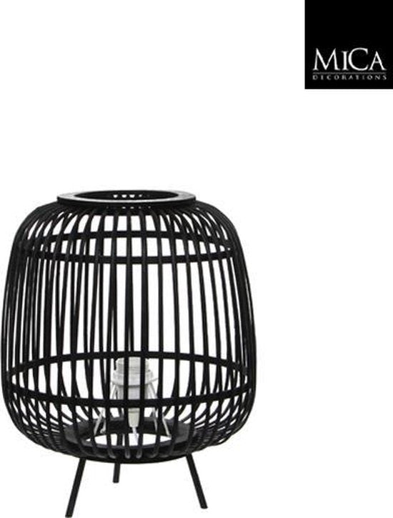 Mica Decorations Lampe à poser Nimes - H37 x Ø29 cm - Bambou - Noir