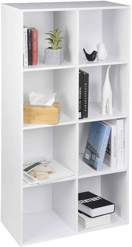 Woltu bibliothèque huit compartiments - 60 x 121 x 29,5 cm - MDF blanc - modulaire - moderne