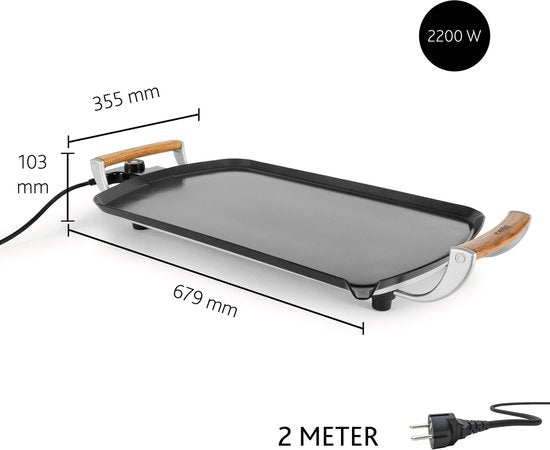 Boska Electric Grill Plate Pro - 35x56 cm Poignées en chêne - Plaque Teppanyaki