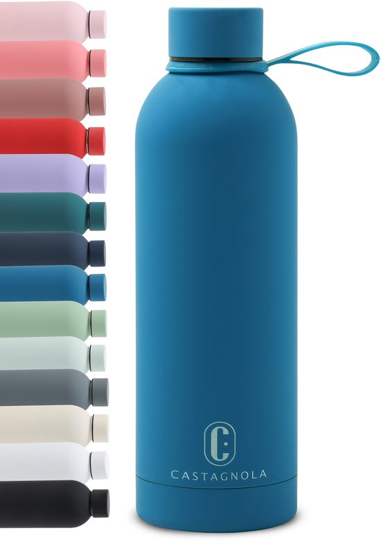 Bouteille d'eau Castagnola - Bouteille à boire en acier inoxydable 500 ML - Thermos en acier - Bouteilles à boire pour adultes - Double paroi - Bleu vif