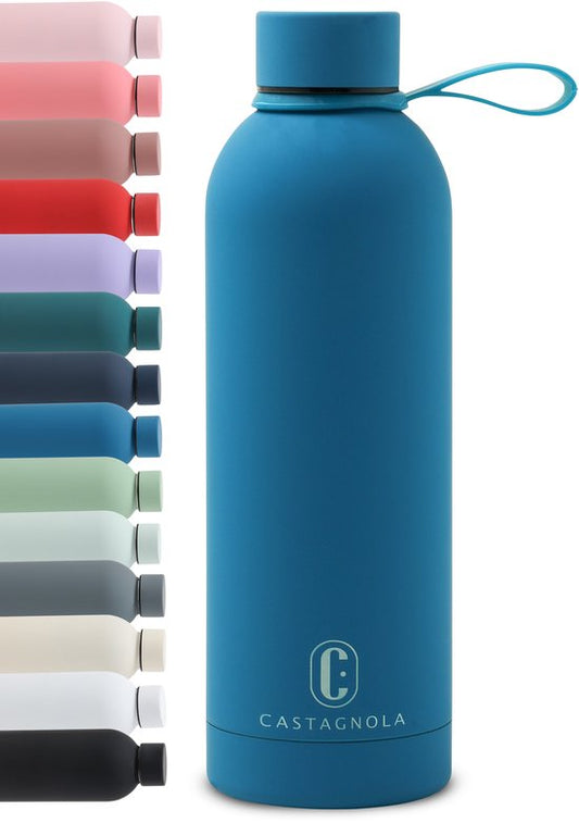 Bouteille d'eau Castagnola - Bouteille à boire en acier inoxydable 500 ML - Thermos en acier - Bouteilles à boire pour adultes - Double paroi - Bleu vif