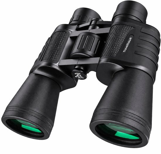 Jumelles Travelhawk - 20x50 - BAK4 - Full Multi-Coated (FMC) - Jumelles compactes - Étanches - Avec cordon de cou, étui de transport - pour l'observation des oiseaux, la chasse, le théâtre - Noir