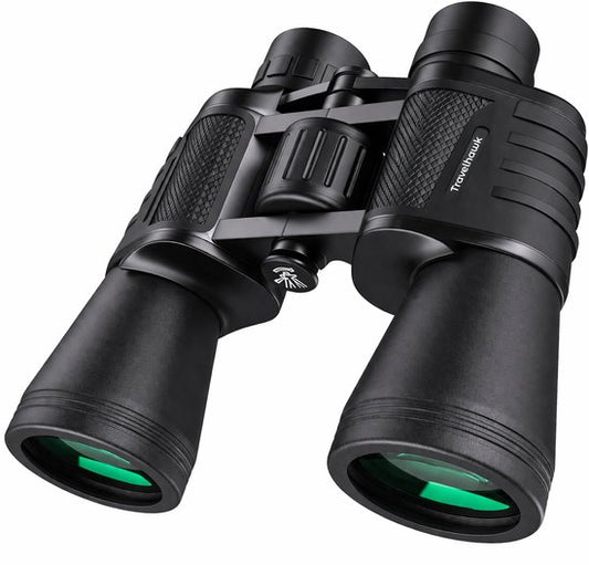 Jumelles Travelhawk - 20x50 - BAK4 - Full Multi-Coated (FMC) - Jumelles compactes - Étanches - Avec cordon de cou, étui de transport - pour l'observation des oiseaux, la chasse, le théâtre - Noir