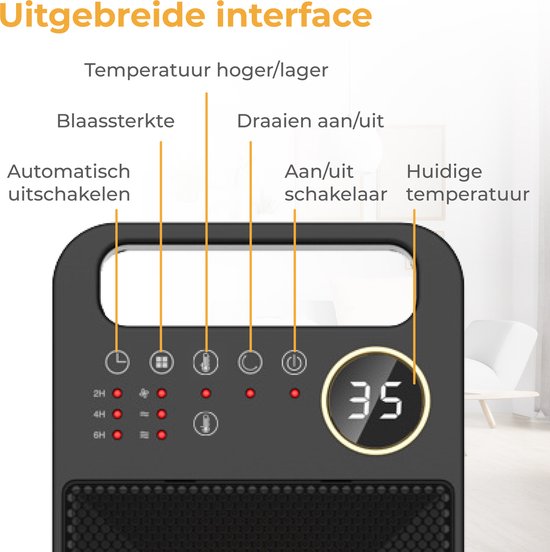 Nuvance - Réchaud électrique - 2000W - Réchaud de terrasse - Réchaud céramique - Réchaud à ventilateur - Chauffage électrique