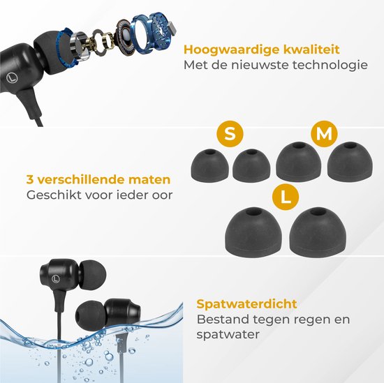 Nuvance - Ecouteurs avec fil - Connexion jack 3,5 mm - Ecouteurs avec fil - Ecouteurs intra-auriculaires avec fil et microphone - Noir