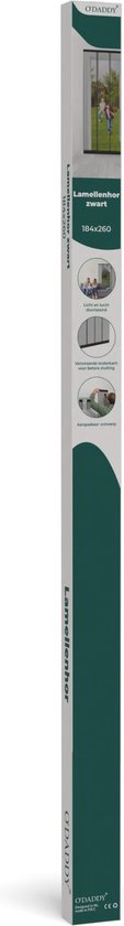 O'DADDY® Fly Curtain Slat Screen - 184x260 cm - Rideau de porte - Porte - Design ajustable - Fibre de verre - Moustiquaire de porte noire