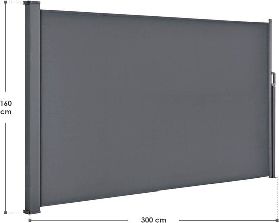 Windbreak rétractable Dubaï - 300 x 160 cm - Gris foncé
