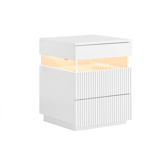 SoBuy Table de chevet avec 3 tiroirs, moderne, pour la chambre et le salon, 41 x 40 x 52 cm, blanc, FBT167-E-W