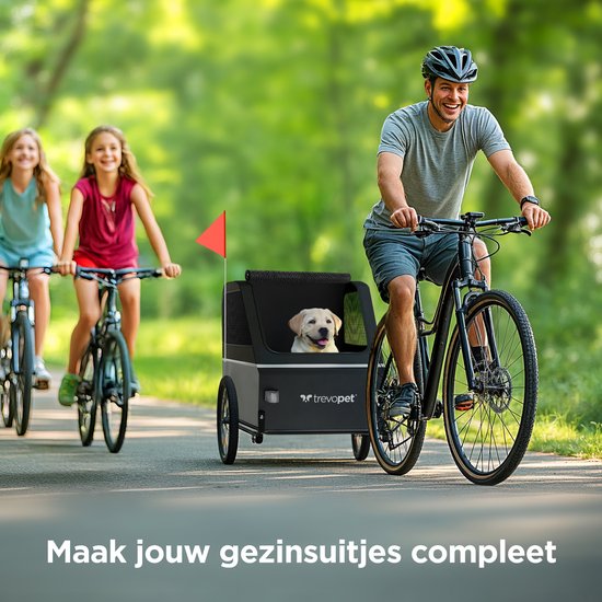 TrevoPet® Dog Bike Trailer XL - remorque pliante pour vélo - remorque pour chien avec rampe, système de suspension et résistance aux intempéries - convient aux vélos électriques - 45 kg - gris