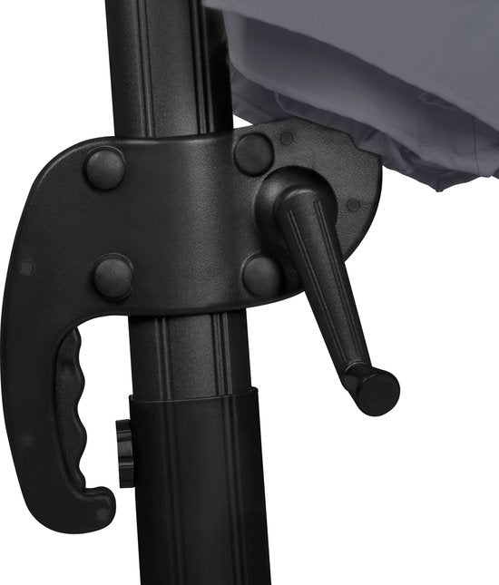 VONROC Premium Floating Parasol Bardolino Ø300cm - Base transversale et housse de protection incluses - Parasol rond - Orientable sur 360° - Inclinable - Toile résistante aux UV - Gris