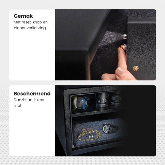 Coffre Électronique Auronic - Serrure à Combinaison - Clé - Fixation Murale - Porte 4,3cm - Alarme 130dB - 28L - 30x38x30cm - 10KG - Acier - Noir