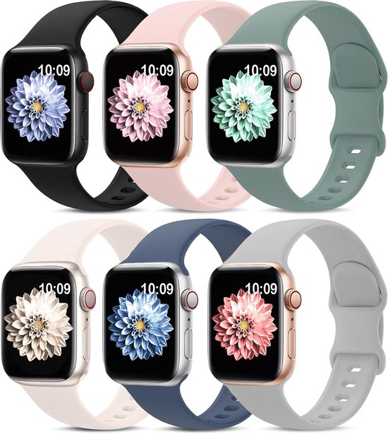 Podec Smartwatch - Bracelet en silicone multicolore Lot de 6 - Convient à l'Apple Watch - Bracelet adapté à l'iWatch 38 / 40/ 41 mm - Convient aux séries 1/2/3/4/5/6/7/SE