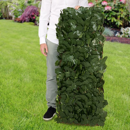 Brixy Haie Artificielle Solaire - Led - Extensible - 180 x 90 cm - Lierre artificiel - Plantes artificielles d'extérieur et d'intérieur - Imitation Plante - Lierre artificiel - Extensible - Luminaires - Eclairage