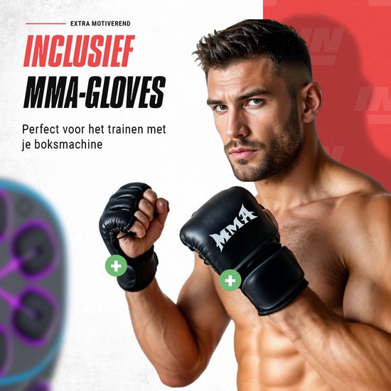 Inventus Boxing Machine PRO - Gants de boxe inclus - Installation de la machine de boxe sans perçage - Reflex Music Boxing - Smart Bluetooth Boxing Machine - Sports Boxing Training - Sac de boxe / Ballon de boxe - Rechargeable par USB - Pour adultes