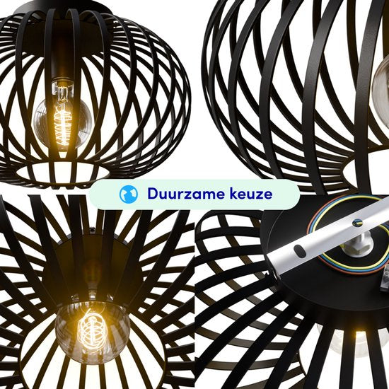 Plafonnier Nolt - Plafonnier E27 Lampe - Industriel - ⌀ 25cm - Noir