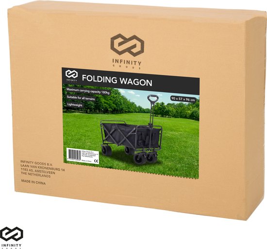 Infinity Goods Bolder Cart XL - pliable - capacité de charge de 180KG - roues pivotantes - 95 x 57 x 96 CM - réglable - noir