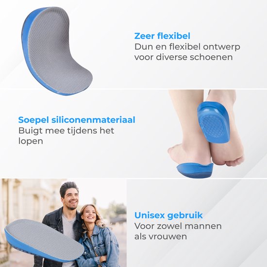 Semelles Nuvance - 2.5cm Heel booster - Heel pads - 2 Pieces - Size 36-40 - Men & Women - Heel insoles - Blue