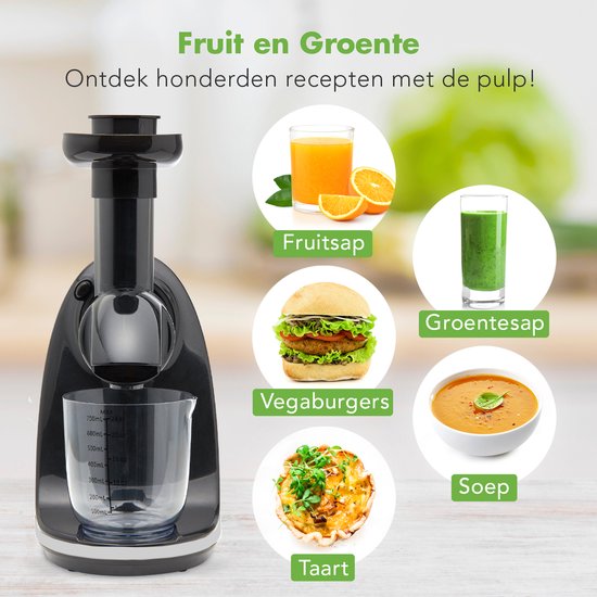 KitchenBrothers Slowjuicer - Presse-agrumes - Presse-légumes et fruits - 700ml - Avec réservoir de pulpe - Extracteur de jus - Blanc perle