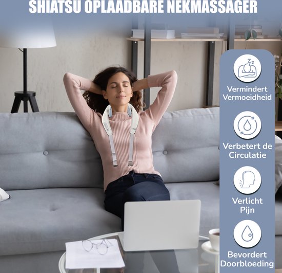 Novalance - Massage de la nuque - Coussin de massage Shiatsu - Appareil de massage électrique de la nuque - Aussi pour les bras, le dos, les épaules et les jambes - Infrarouge + Masque de sommeil