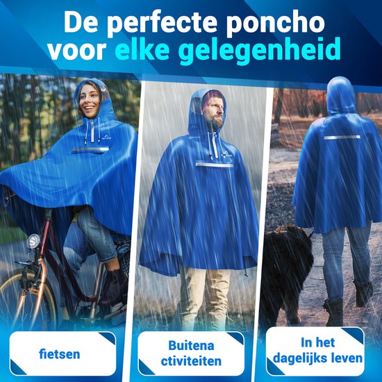 Nextcover Poncho de pluie pour femmes et hommes | Cape de pluie avec technologie AquaShield 2.0, coupe-vent et imperméable | Idéal pour le cyclisme, la randonnée et la pêche | Poncho de vélo pour adultes Unisexe | Poncho