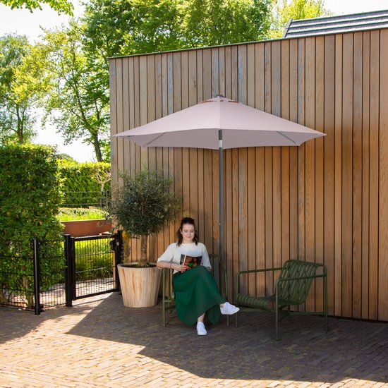 VONROC Premium Parasol manche Torbole Ø200cm - Housse de protection incluse - Parasol rond - Toile résistante aux UV - Beige