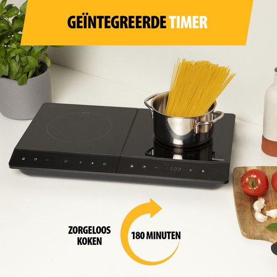 Tristar Deluxe Table de cuisson à induction 3500W - IK-6162 - 2 zones de cuisson - Minuterie jusqu'à 180 min - Noir