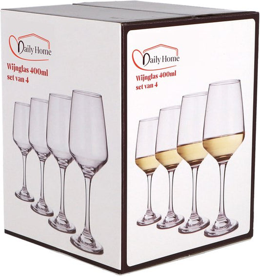 Daily Home - Lot de 4 verres à vin - Verres de 400 ml pour les amateurs de vin.