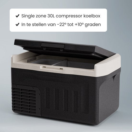 Auronic Electric Cool Box - Compresseur - 30L - 12V et 240 volts - Réfrigérateur de camping - Frigobox Car - Vert