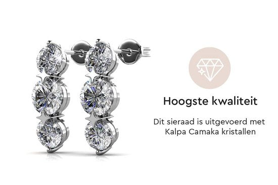 Yolora Boucles d'oreilles pour dames avec cristaux Kalpa Camaka - couleur argent - plaqué or blanc 18K - emballage cadeau