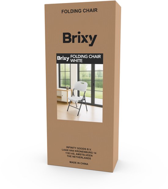 Chaises pliantes Brixy - Lot de 4 - Chaises pliantes - Robustes - Résistantes aux intempéries - Chaises pliantes - 47 x 54 x 87 CM - Blanc