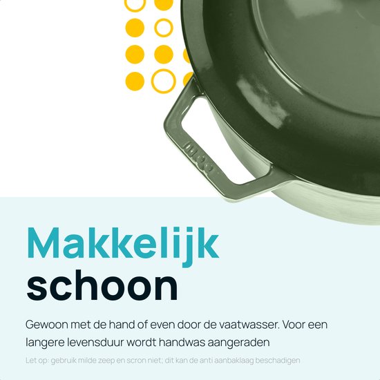 MOA Casserole en fonte - 5,7L - Pour toutes les sources de chaleur y compris l'induction - Avec couvercle - Ø 26cm - Revêtement antiadhésif - Vert