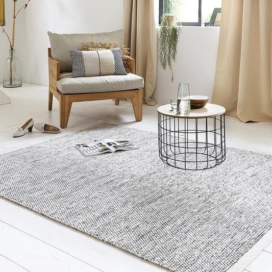 Lifa Living Tapis - Laine et coton - Tissé - 160x230 cm - Design scandinave - Noir/Blanc