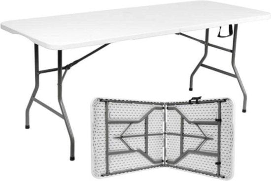 Livista® Table pliante - Table pliante - 180 x 70 cm - Table pliante - Antidérapante et résistante aux intempéries - Blanc
