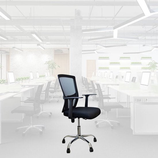 BRASQ OC200 Ergonomic Office Chair Black with Breathable Mesh - Chaises de bureau - Réglable en hauteur - Gaming chair 49 x 47 x 94 cm