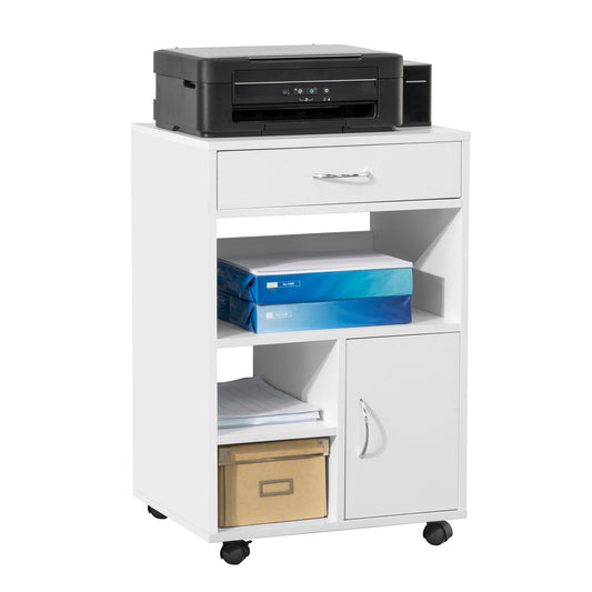 SoBuy Armoire de bureau à roulettes - 50x40x75 cm - Max. 50KG - Blanc