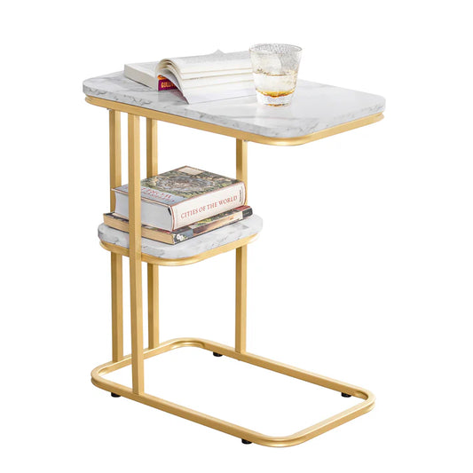 SoBuy - Table d'appoint - Table de soins avec cadre en métal doré - 50x58x30cm FBT110-G