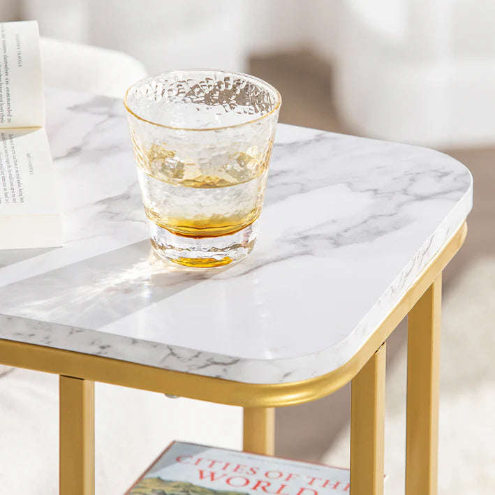 SoBuy - Table d'appoint - Table de soins avec cadre en métal doré - 50x58x30cm FBT110-G