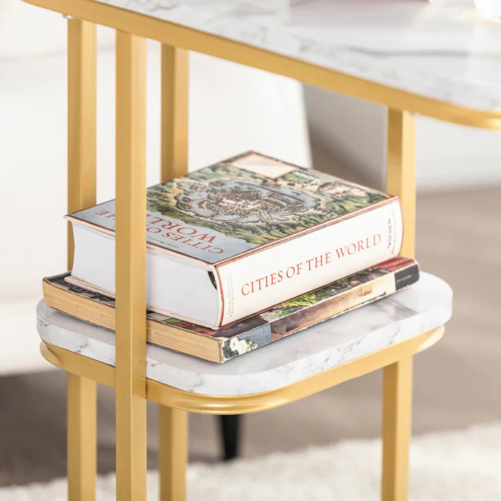 SoBuy - Table d'appoint - Table de soins avec cadre en métal doré - 50x58x30cm FBT110-G