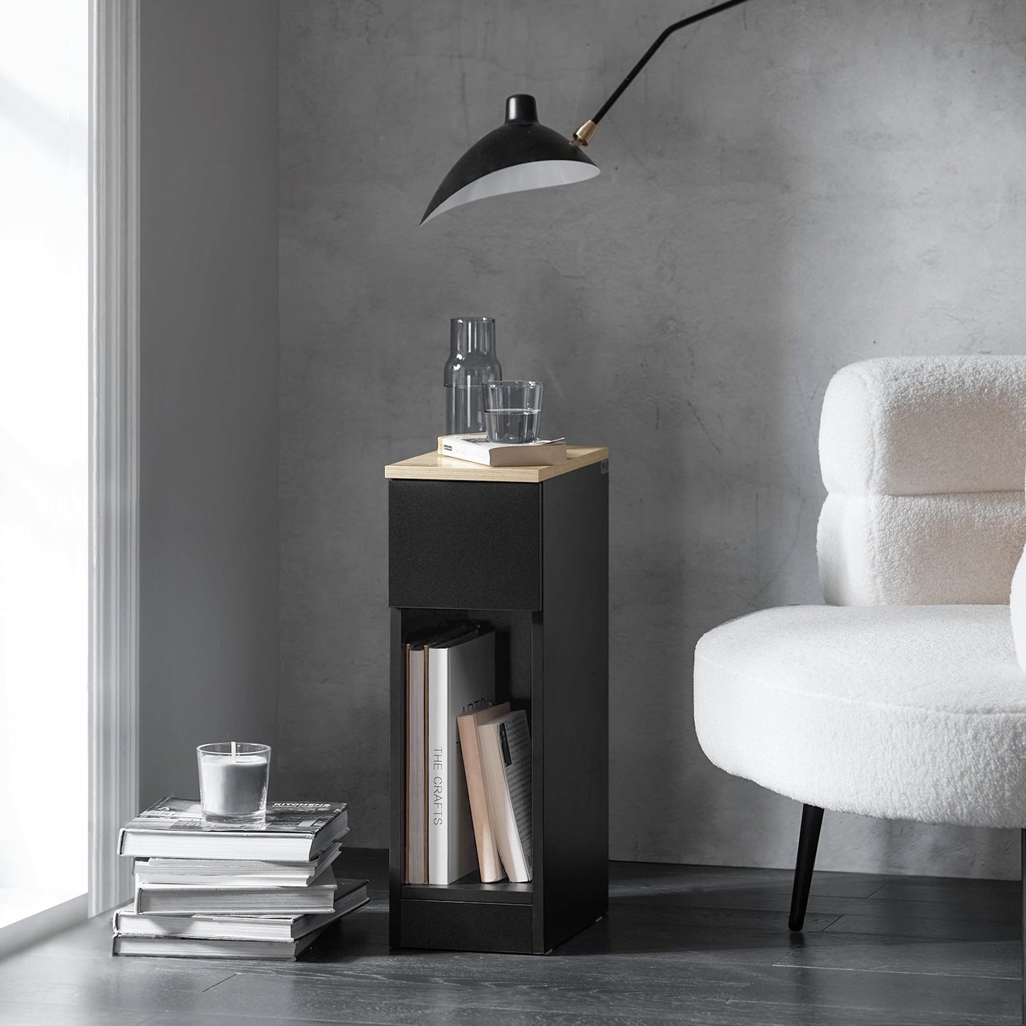 SoBuy Table de nuit avec tiroir et rangement - Lot de 2 - 20x35x60 cm - Max. 20KG - Noir