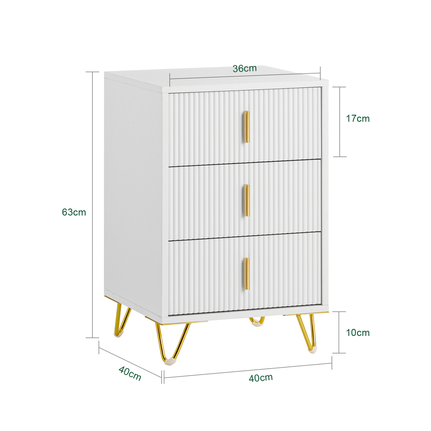 Table de chevet SoBuy FBT115-L-W - 3 tiroirs - 40 x 40 x 64 cm - Blanc