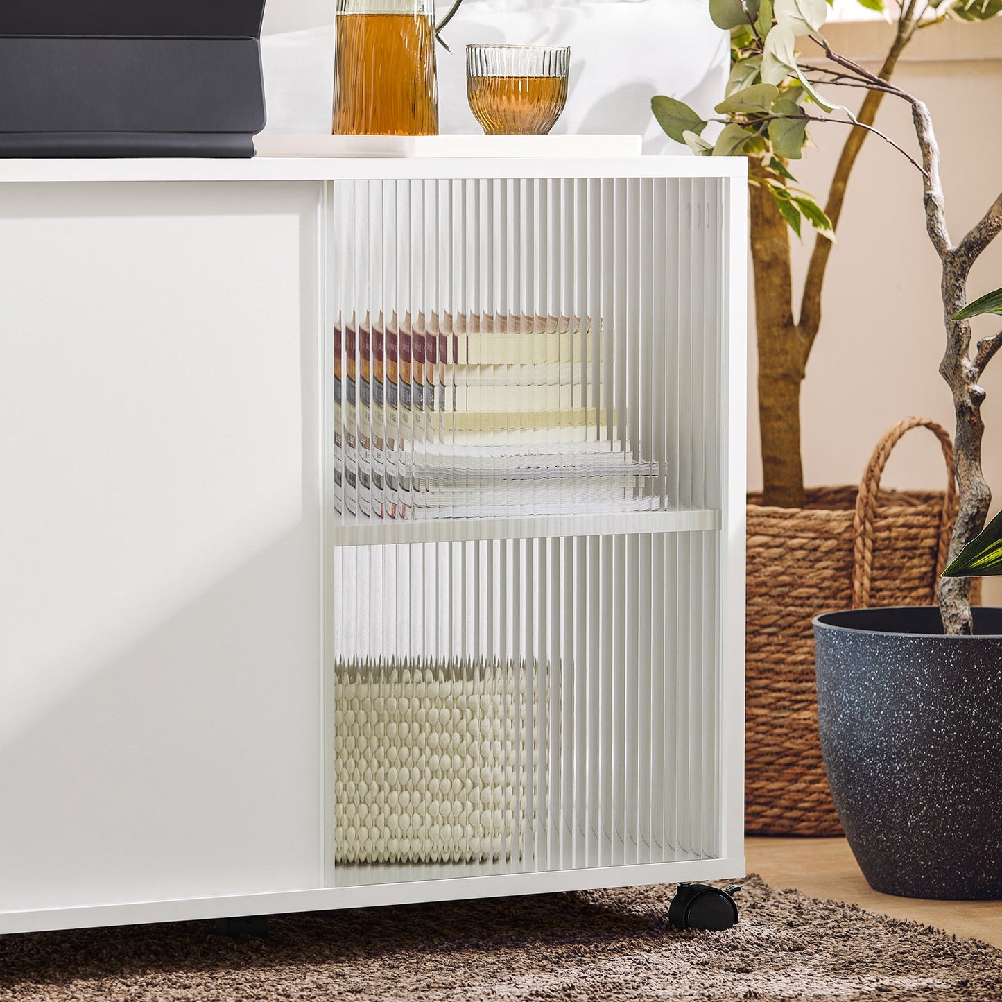 SoBuy Buffet à roulettes FBT141-W - 3 tiroirs - 70 x 35 x 61 cm - Blanc