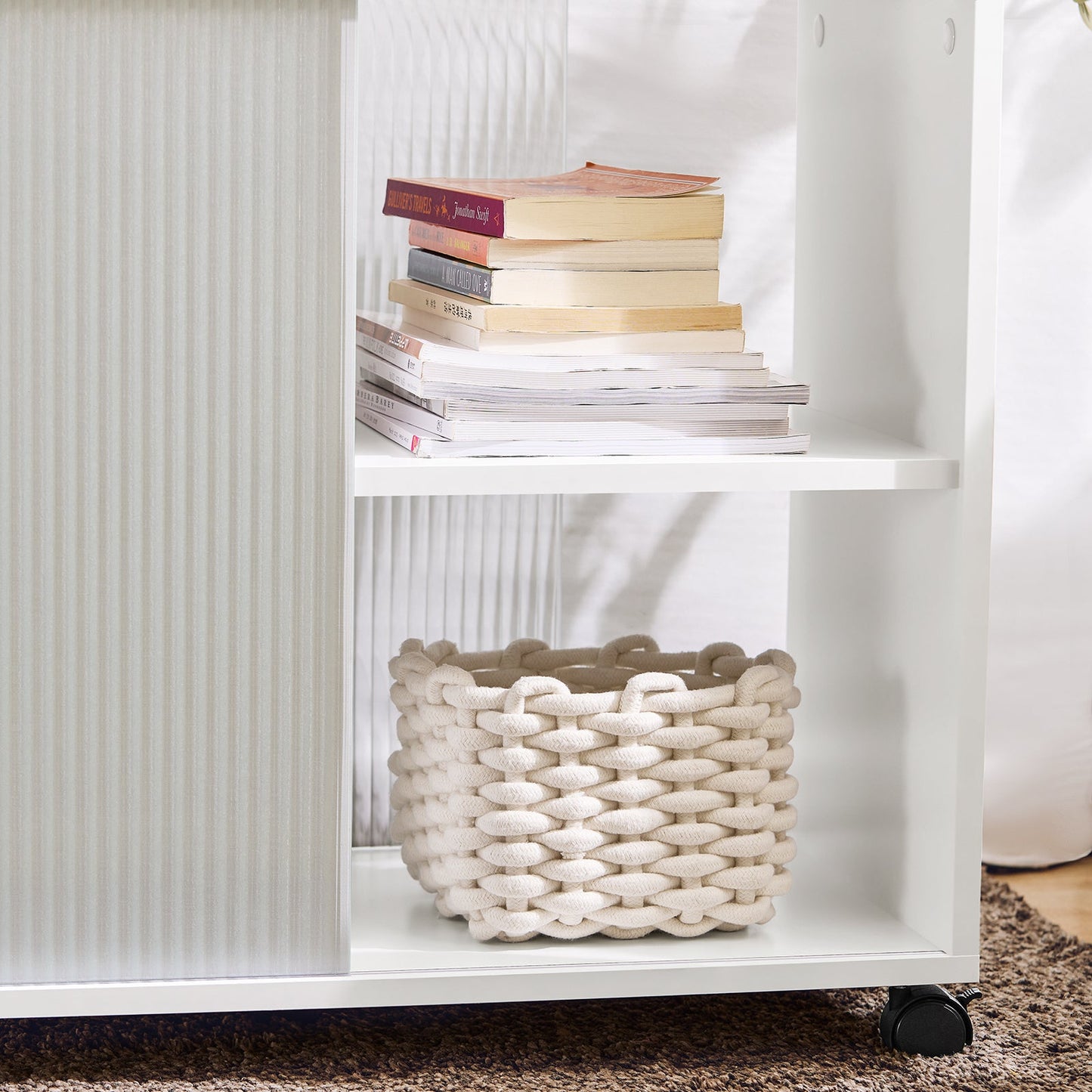 SoBuy Buffet à roulettes FBT141-W - 3 tiroirs - 70 x 35 x 61 cm - Blanc