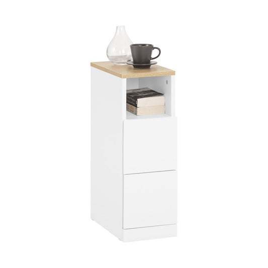 SoBuy Table de nuit - FBT149-WN - 2 tiroirs et compartiment ouvert - 20 cm x 35 cm x H60 cm - Blanc