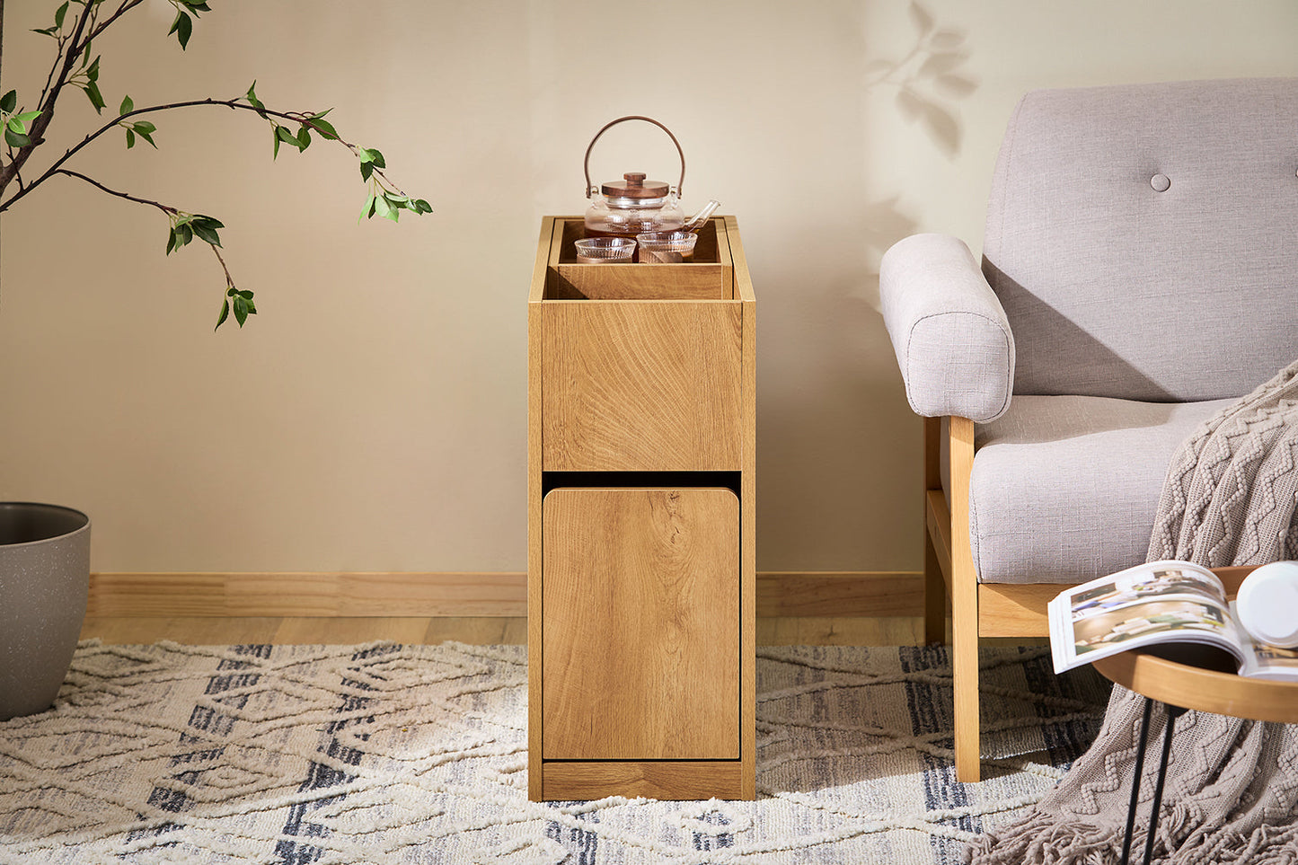 SoBuy Table d'appoint avec plateau amovible - Tiroir coulissant et compartiment ouvert - 70 x 25 x 55 cm - FBT158-N
